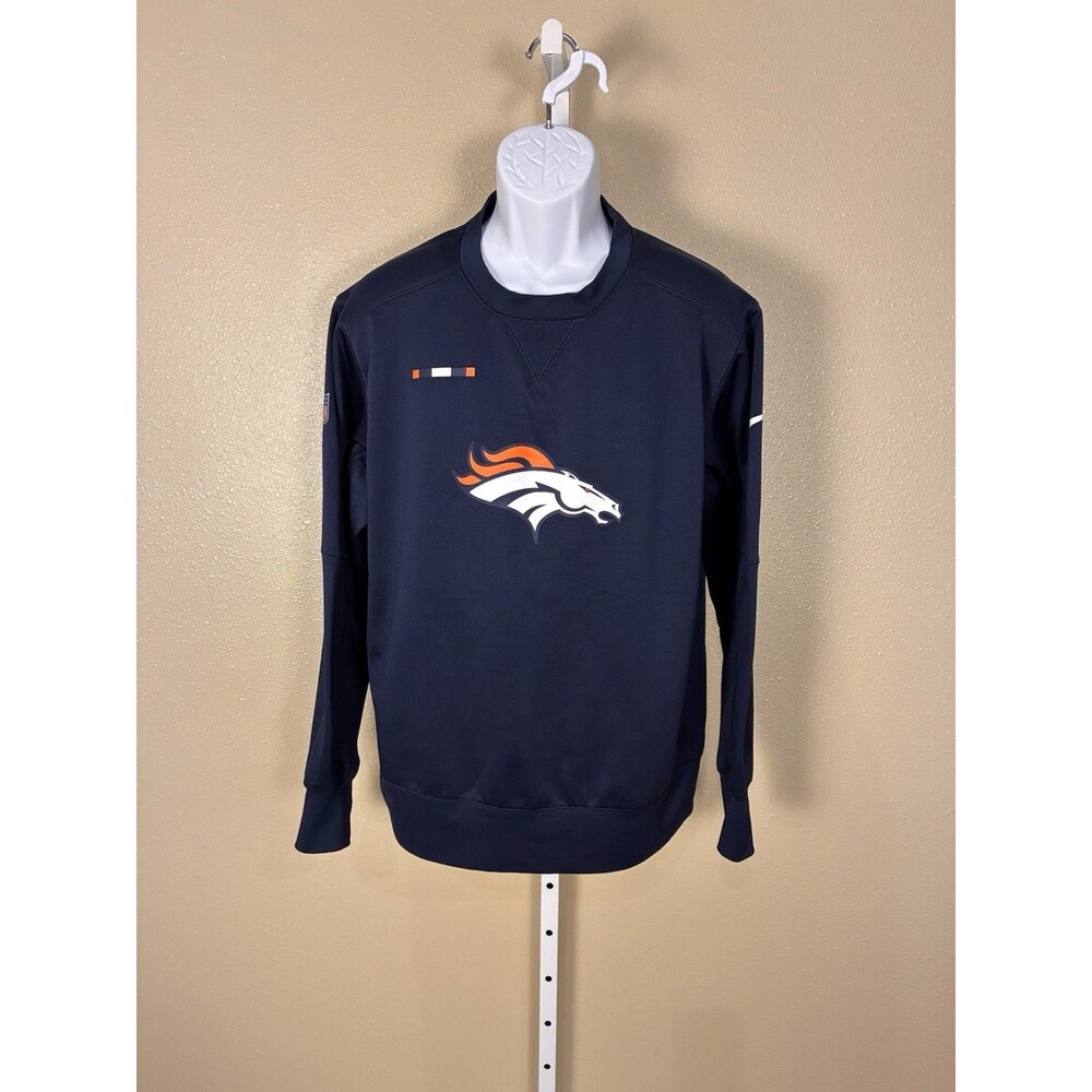 Denver Bronco Men Pullover 1/3 Zip. Size Large. Blue White Orange. NFL Football